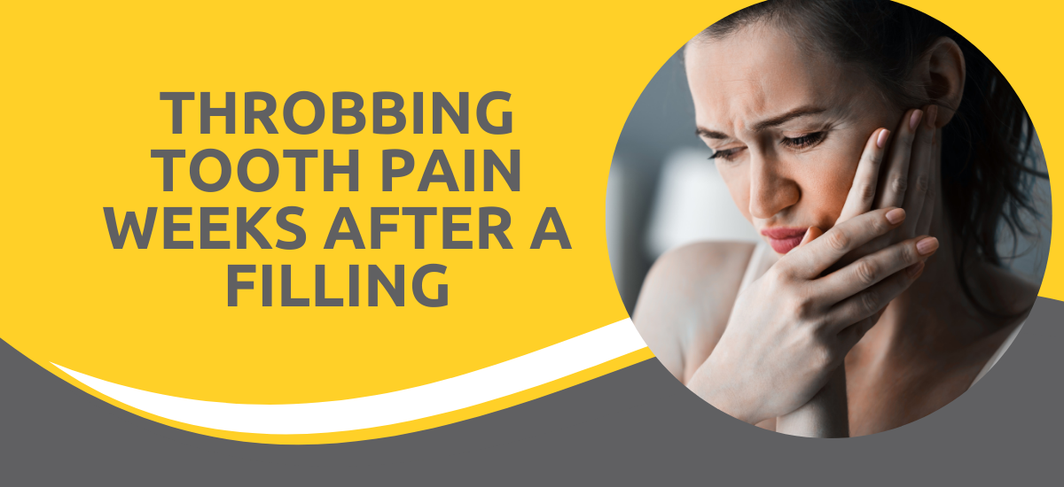 A girl holding her cheeks in discomfort, experiencing throbbing tooth pain.